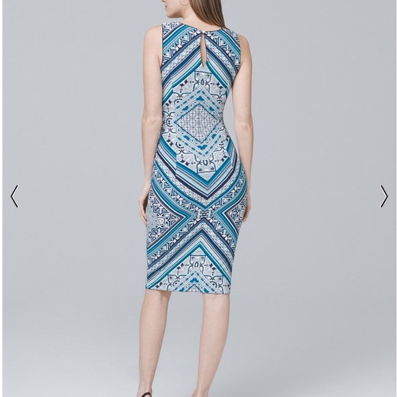 NWT Reversible White House Black Market Reversible Scarf-Print Knit Sheath Dress - Picture 4 of 14